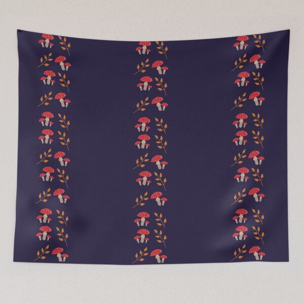 Item preview, Red Mushrooms and Golden Leaves Pattern designed and sold by studiodrchicken.