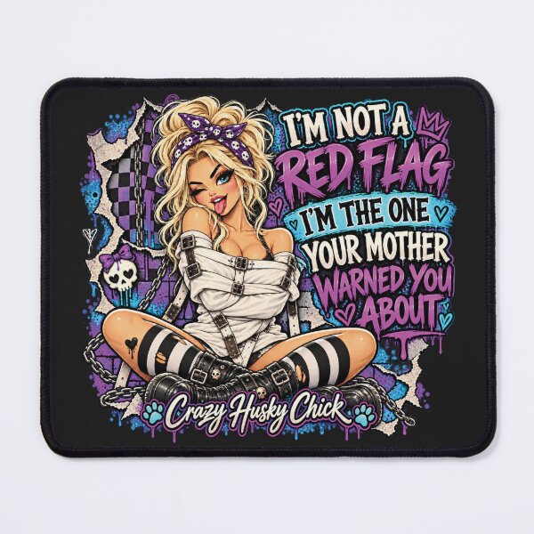 Item preview, I’m Not a Red Flag, I’m the One Your Mother Warned You About | Retro Blonde Pin-Up designed and sold by Crazyhuskychick.
