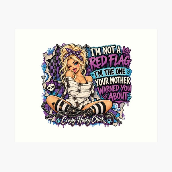 Item preview, I’m Not a Red Flag, I’m the One Your Mother Warned You About | Retro Blonde Pin-Up designed and sold by Crazyhuskychick.