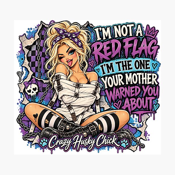 Item preview, I’m Not a Red Flag, I’m the One Your Mother Warned You About | Retro Blonde Pin-Up designed and sold by Crazyhuskychick.