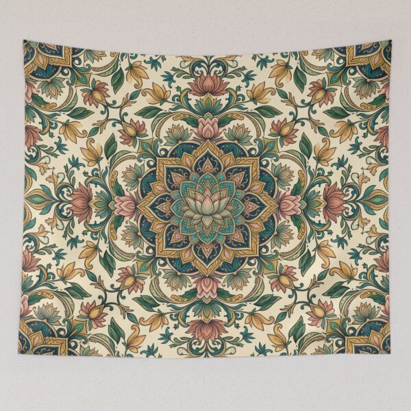Item preview, Bohemian Teal and Gold Lotus Bloom Art designed and sold by adlkh.