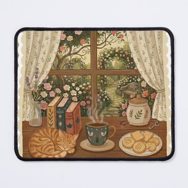 Item preview, Cozy Cat Nap - Books and Tea / Coffee / Cottagecore Aesthetic / Roses / Floral / Biscuits / Calm / Relaxing / Bookish / Cute Kitty / Stickers for Journaling designed and sold by TeenLake.