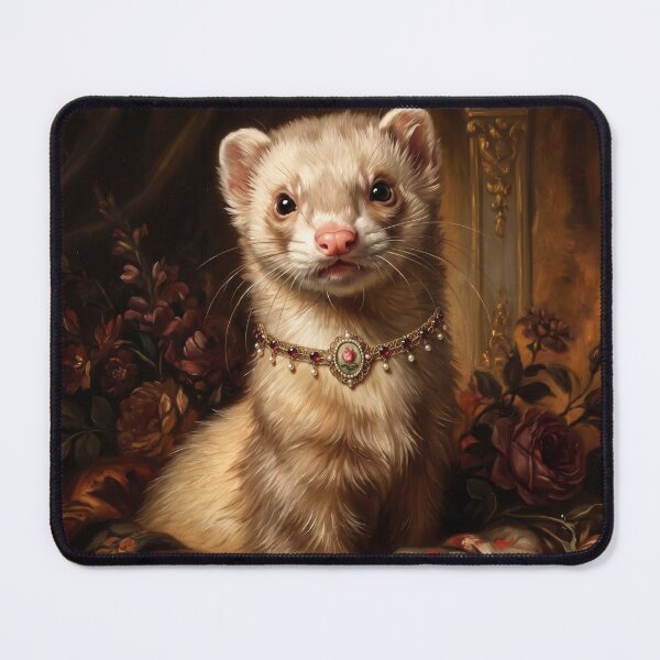 Item preview, Ferret Portrait with Floral Cameo Necklace designed and sold by Real Beast Art.