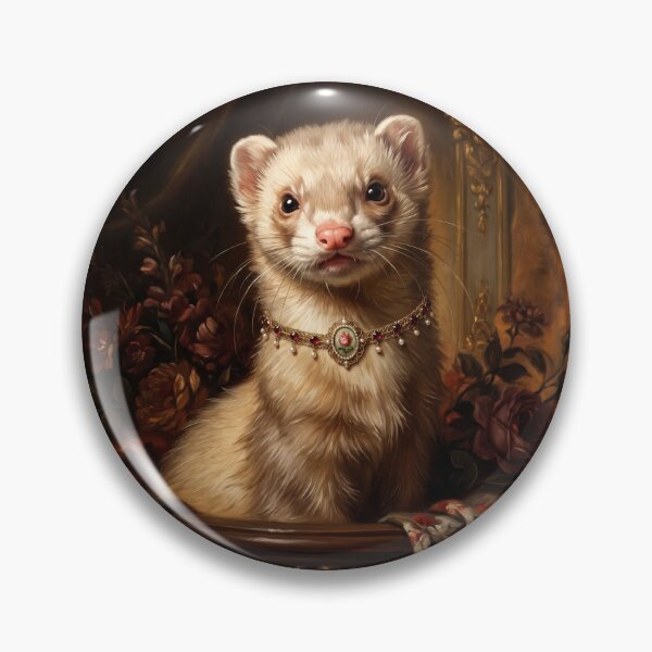 Item preview, Ferret Portrait with Floral Cameo Necklace designed and sold by Real Beast Art.