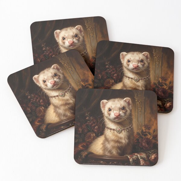 Item preview, Ferret Portrait with Floral Cameo Necklace designed and sold by Real Beast Art.