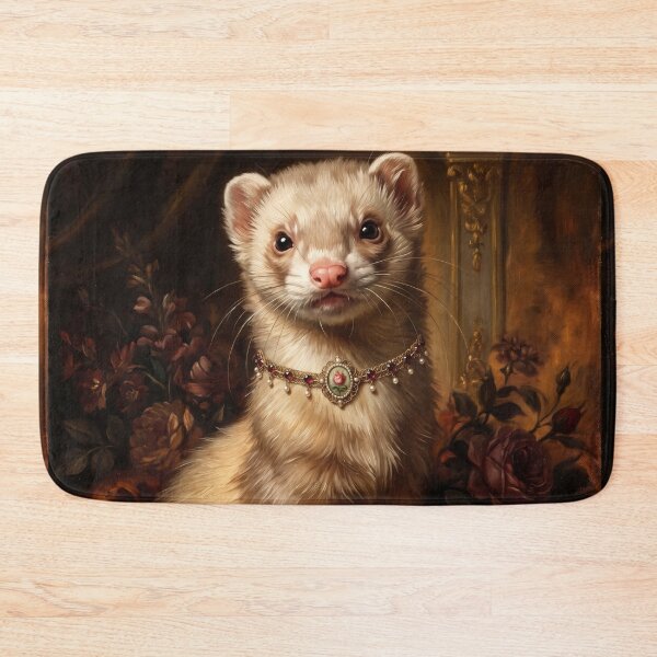 Item preview, Ferret Portrait with Floral Cameo Necklace designed and sold by Real Beast Art.