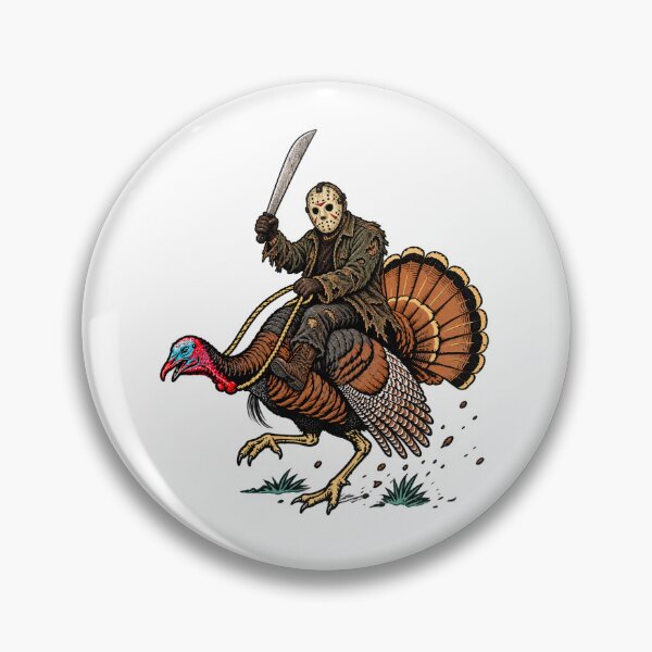 Item preview, Jason Voorhees Riding Turkey Thanksgiving Horror Graphic designed and sold by DYALEEZ-XCR.