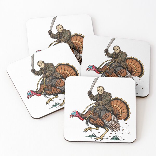 Item preview, Jason Voorhees Riding Turkey Thanksgiving Horror Graphic designed and sold by DYALEEZ-XCR.