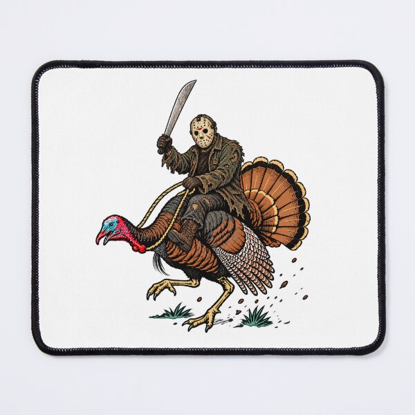 Item preview, Jason Voorhees Riding Turkey Thanksgiving Horror Graphic designed and sold by DYALEEZ-XCR.