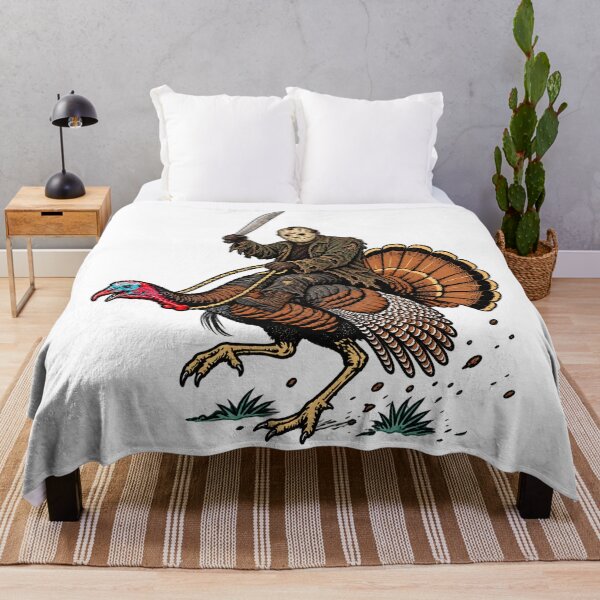 Item preview, Jason Voorhees Riding Turkey Thanksgiving Horror Graphic designed and sold by DYALEEZ-XCR.