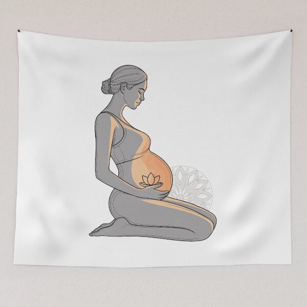 Item preview, Gray Orange Mandala Lotus Prenatal Design designed and sold by 108stillness.