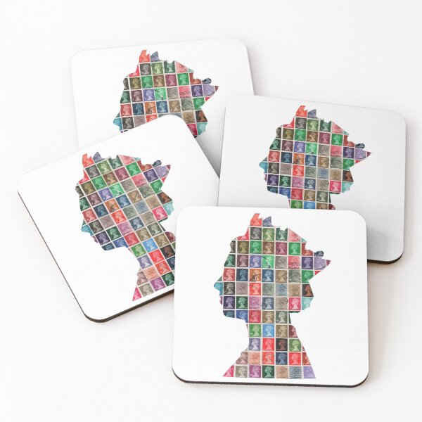 Item preview, The Queen (used) stamp collage (small) designed and sold by iolaire.