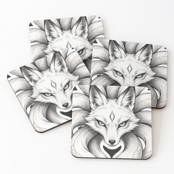 Item preview, Minimalist Kitsune: Nine-Tailed Fox Fine Line Tattoo Art designed and sold by GodsMonsterss.