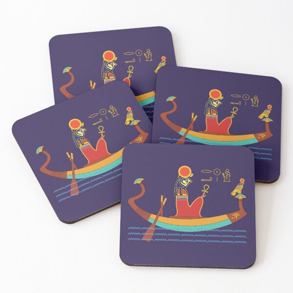 Item preview, The ancient Egyptian god Re on his solar barque, dark purple background. designed and sold by yuretzius.