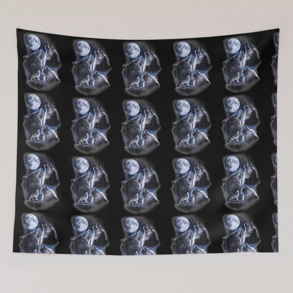Item preview, Howling Wolves In The Full Moon Moonlight With Starry Sky designed and sold by snailslowdance.