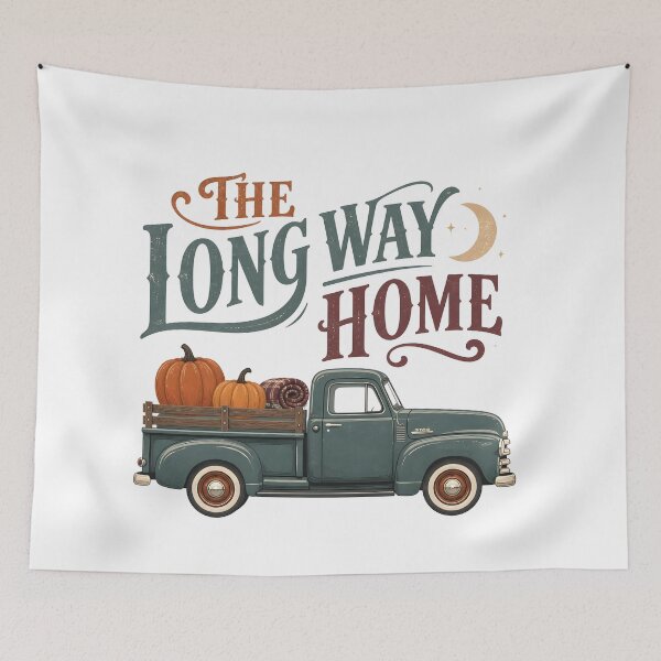 Item preview, The Long Way Home Autumn Truck Scenic Road Trip designed and sold by BernoNickel.