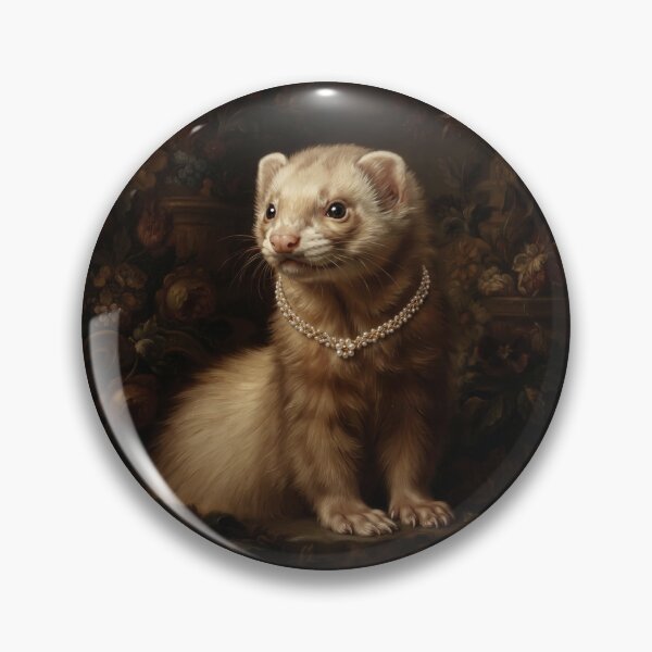 Item preview, Elegant Ferret with Pearl Flower Necklace designed and sold by Real Beast Art.