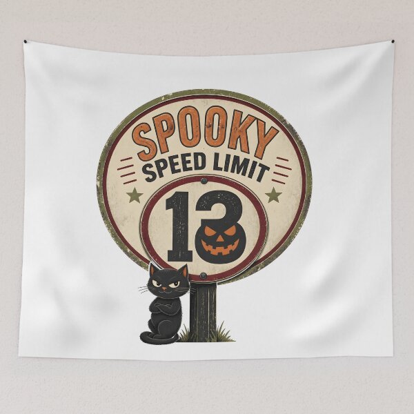 Item preview, Spooky Speed Limit 13 Vintage Highway Road designed and sold by BernoNickel.