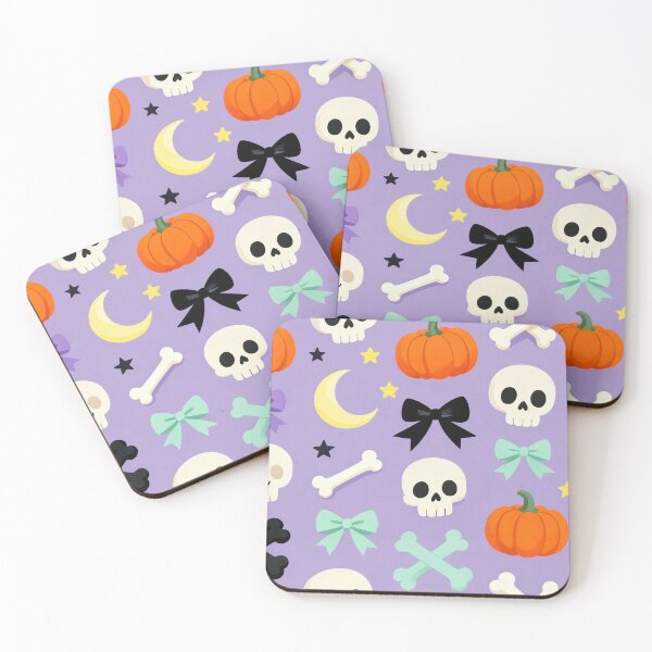 Item preview, Pastel Goth Skull Pumpkin Bow Pattern designed and sold by Mimoshi ⭐⭐⭐⭐⭐.
