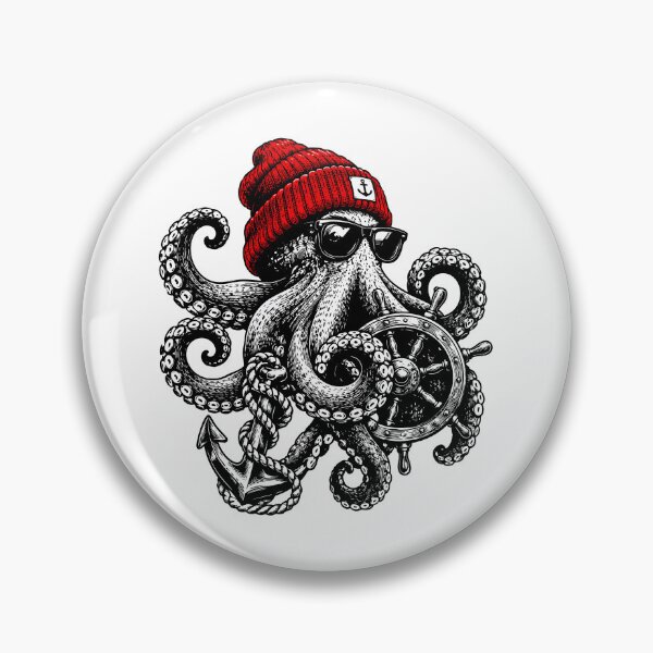 Item preview, Octopus Sailor Nautical Graphic Tee designed and sold by mantra2023.
