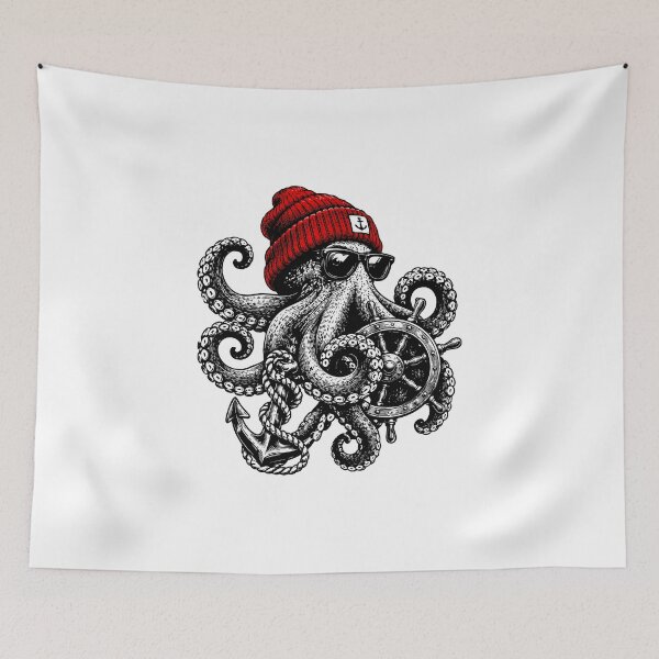 Item preview, Octopus Sailor Nautical Graphic Tee designed and sold by mantra2023.