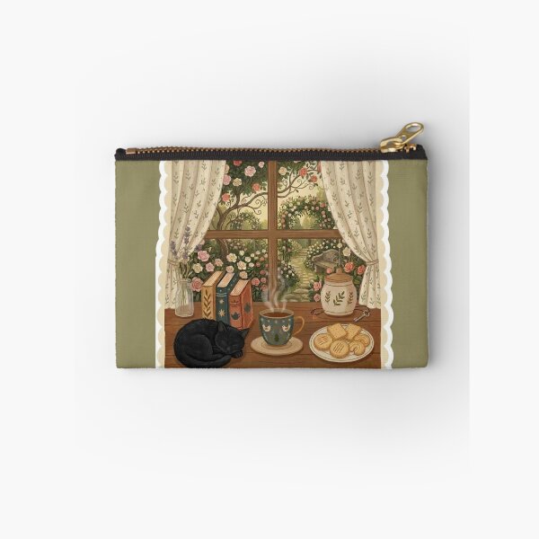 Item preview, Cozy Cat Nap - Books and Tea / Coffee / Cottagecore Aesthetic / Roses / Floral /  Biscuits / Calm / Relaxing / Bookish / Cute Kitty / Stickers for Journaling designed and sold by TeenLake.