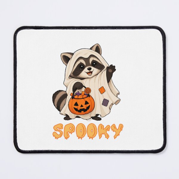 Item preview, Spooky Raccoon Halloween – Cute Ghost Raccoon with Pumpkin Candy Bucket designed and sold by AaryaGraphics.