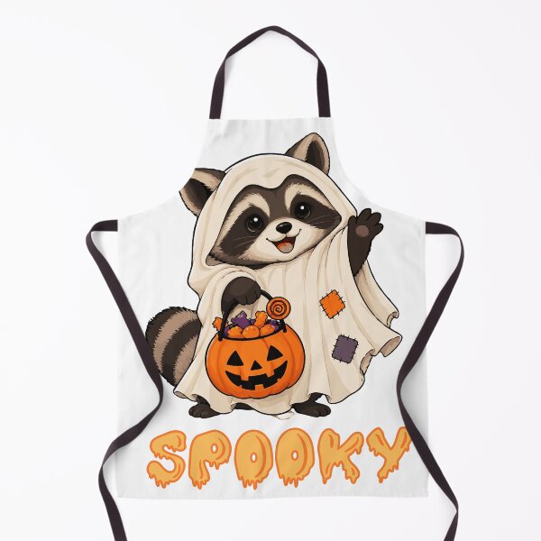 Item preview, Spooky Raccoon Halloween – Cute Ghost Raccoon with Pumpkin Candy Bucket designed and sold by AaryaGraphics.