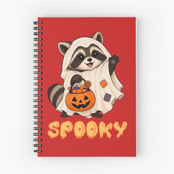 Item preview, Spooky Raccoon Halloween – Cute Ghost Raccoon with Pumpkin Candy Bucket designed and sold by AaryaGraphics.