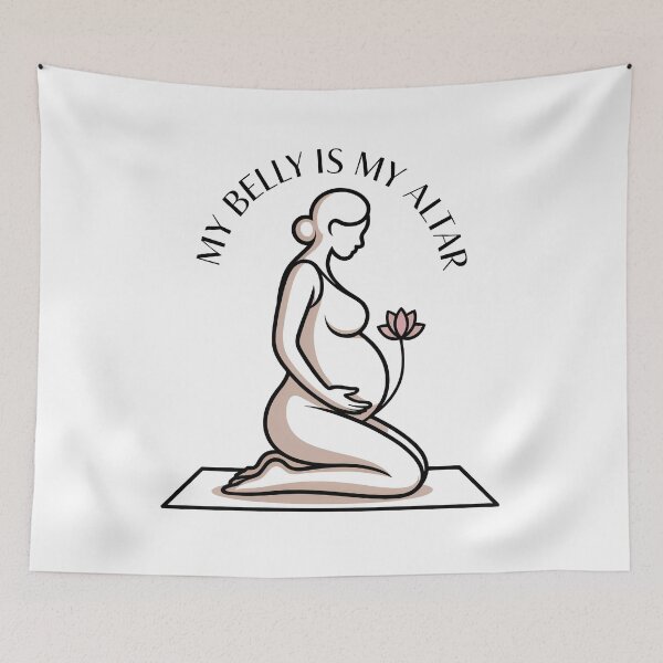 Item preview, My Belly Is My Altar Beige Pink Stem Design designed and sold by 108stillness.