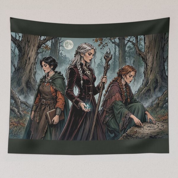 Item preview, Three Witches of the Autumn Wood designed and sold by Roberta Calabrese.