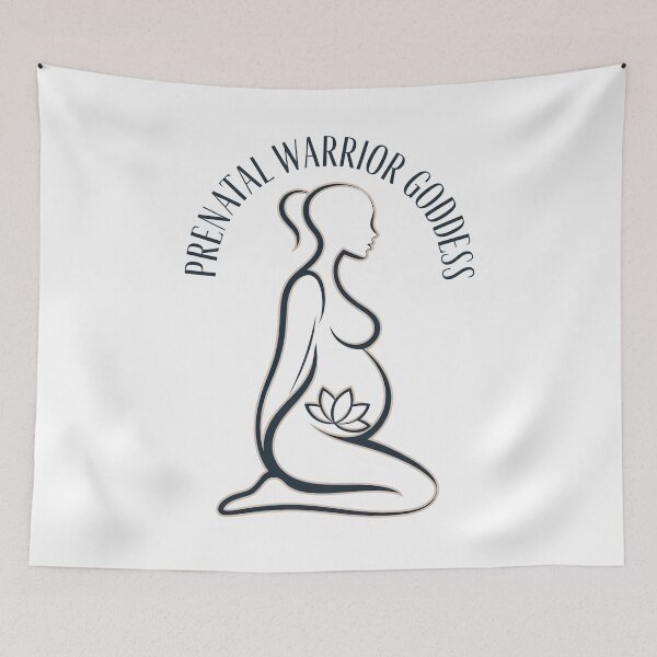 Item preview, Prenatal Warrior Goddess Dark Teal Beige Sketch designed and sold by 108stillness.