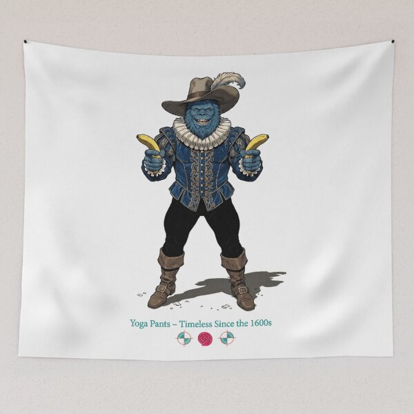 Item preview, 17th-Century Blue Bigfoot Funny Meme Yoga Pants Retro Vintage Design designed and sold by Whimsy Trail Co.