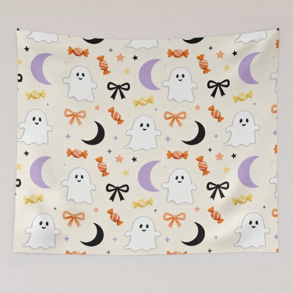 Item preview, Cute Ghost Candy Moon Halloween Pattern designed and sold by Mimoshi ⭐⭐⭐⭐⭐.