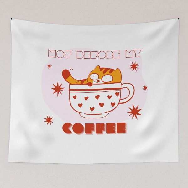 Item preview, Not Before My Coffee Funny Cat Art designed and sold by MiaBellaGirl.