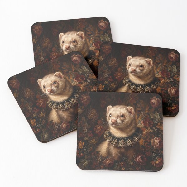 Item preview, Royal Ferret with Pearl Embroidered Ruff Collar designed and sold by Real Beast Art.