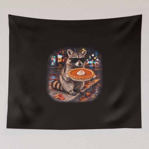 Item preview, Raccoon Wearing Sunglasses Holding Pumpkin Pie Funny Trash Panda designed and sold by DYALEEZ-XCR.