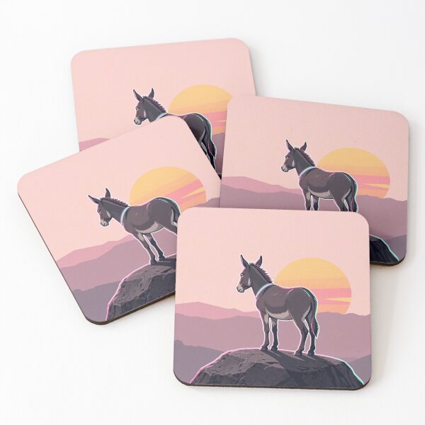 Item preview, Retro Donkey at Sunset – Minimalist Countryside Illustration designed and sold by Dogandesighn.