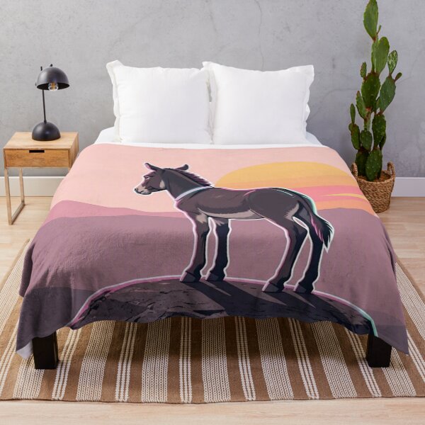 Item preview, Retro Donkey at Sunset – Minimalist Countryside Illustration designed and sold by Dogandesighn.