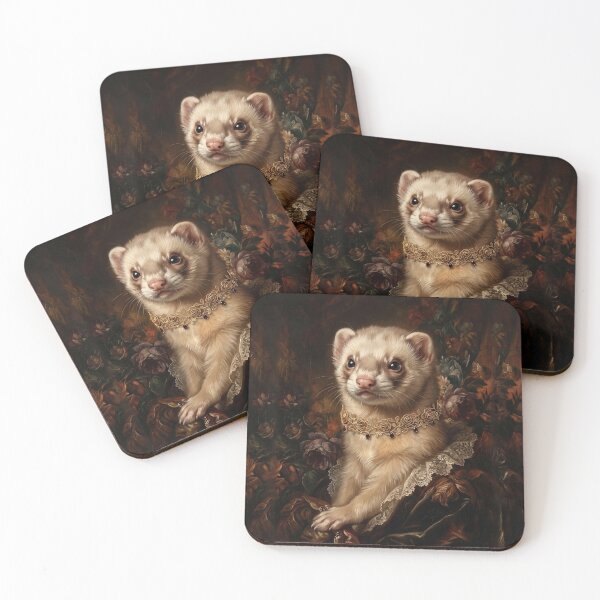 Item preview, Royal Ferret Portrait with Gold Filigree Choker designed and sold by Real Beast Art.