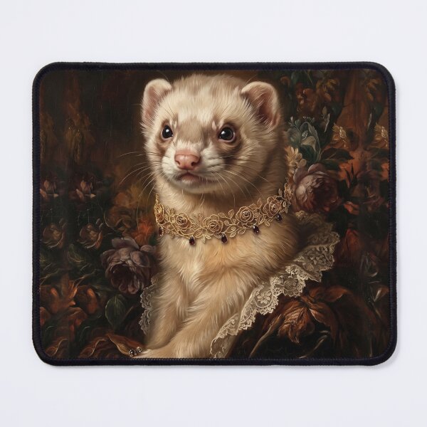 Item preview, Royal Ferret Portrait with Gold Filigree Choker designed and sold by Real Beast Art.