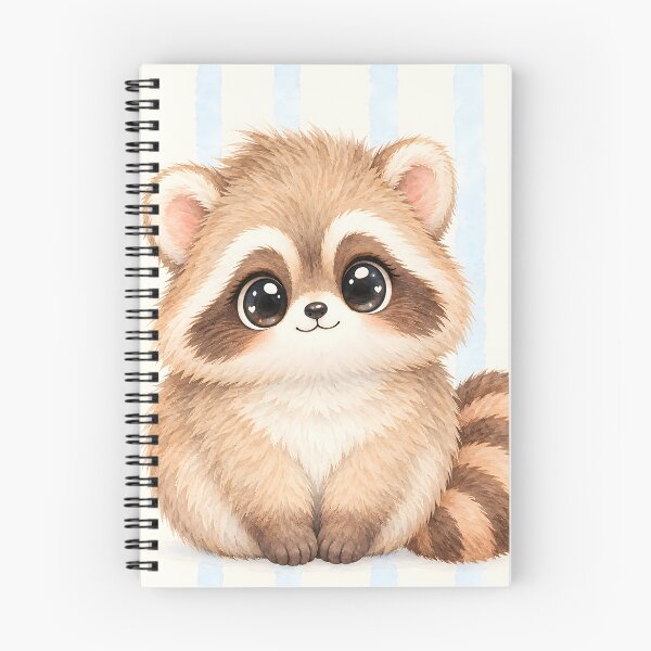 Item preview, Cute Kawaii Fluffy Baby Raccoon Watercolor Art designed and sold by Pure Craft.