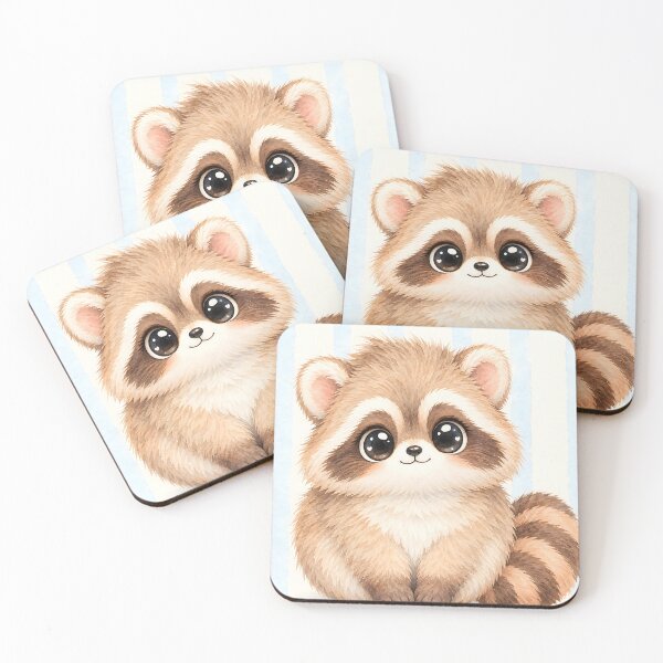 Item preview, Cute Kawaii Fluffy Baby Raccoon Watercolor Art designed and sold by Pure Craft.