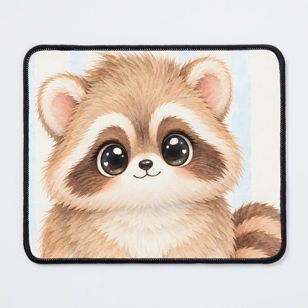 Item preview, Cute Kawaii Fluffy Baby Raccoon Watercolor Art designed and sold by Pure Craft.
