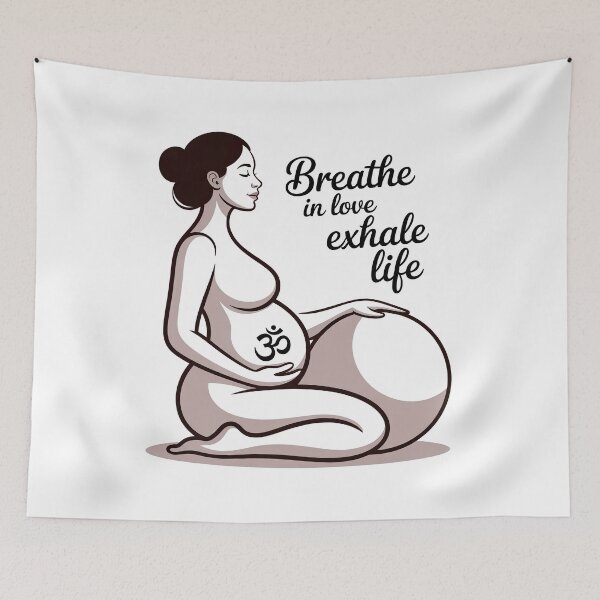 Item preview, Breathe In Love Exhale Life Beige Ball Om Piece designed and sold by 108stillness.