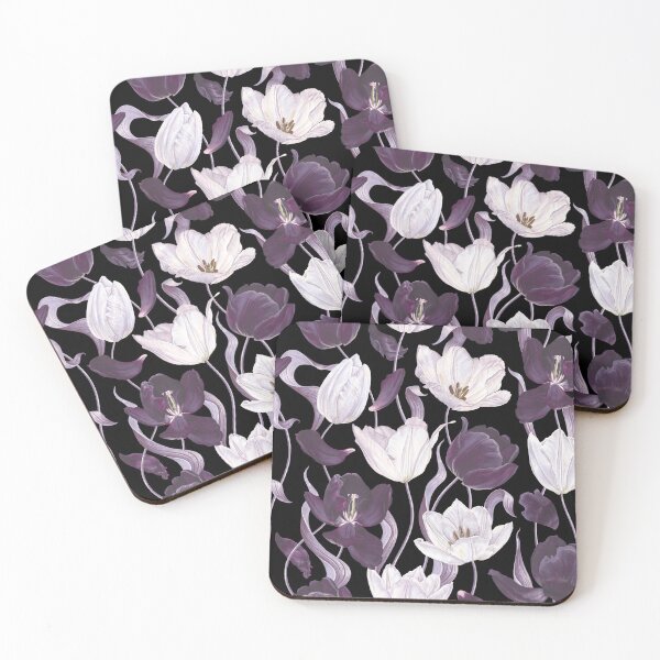 Item preview, Dark Purple Tulips Black Seamless Pattern designed and sold by ​Jyoti Digital Artist.