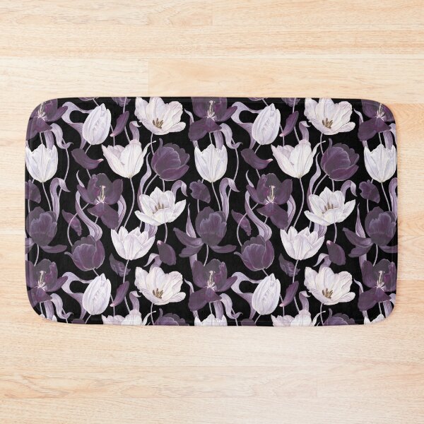 Item preview, Dark Purple Tulips Black Seamless Pattern designed and sold by ​Jyoti Digital Artist.