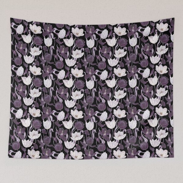 Item preview, Dark Purple Tulips Black Seamless Pattern designed and sold by ​Jyoti Digital Artist.