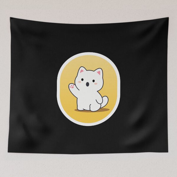 Item preview, Cute Waving Cat Badge Illustration designed and sold by AhmedZouita.