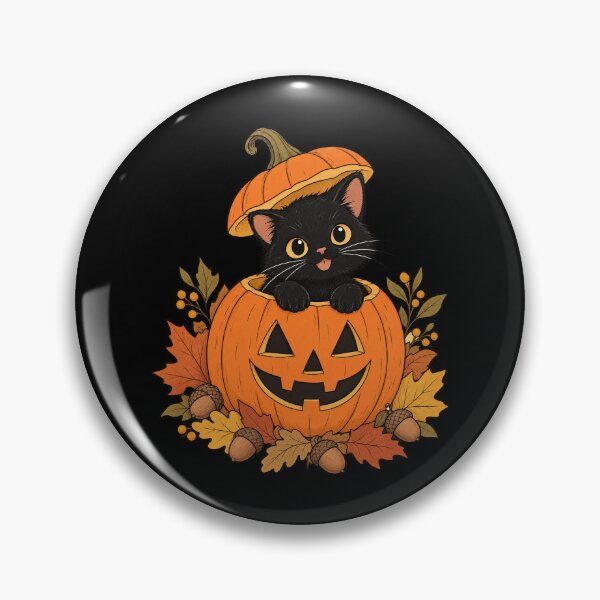 Item preview, Charming Black Cat In Pumpkin Stem Hat Autumn Felinesss designed and sold by Aqouiatiqe.